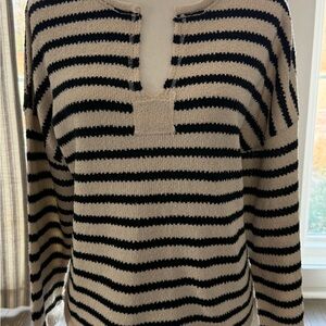 Blu Pepper Striped Black and Cream Women's Sweater Sz L